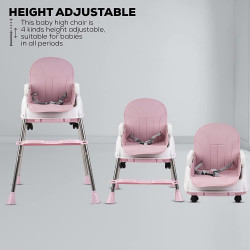 Baybee 4 in 1Convertible High Chair for Kids with Adjustable Height and Footrest(Pink)