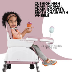 Baybee 4 in 1Convertible High Chair for Kids with Adjustable Height and Footrest(Pink)