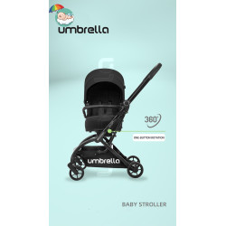 premium baby Stroller Umbrella Max easy luxurious chair move 360 very small size when closing and carseat high quality- black