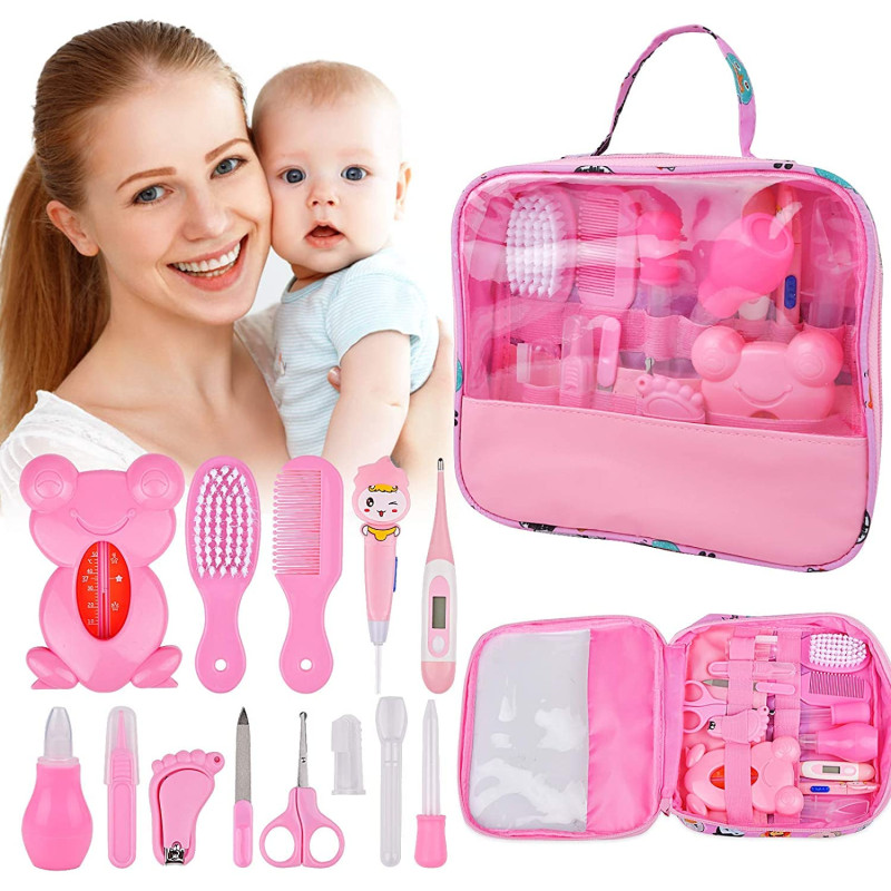 13pcs/Set Multifunction Complete Nursery Care Kit for Newborn Pink