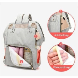 Pink Gray Waterproof Diaper Bag