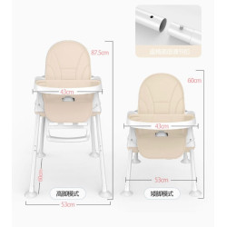 High Chair for Baby Kids,Safety Toddler Feeding Booster Seat Dining Table Chair with Cushion(Beige)