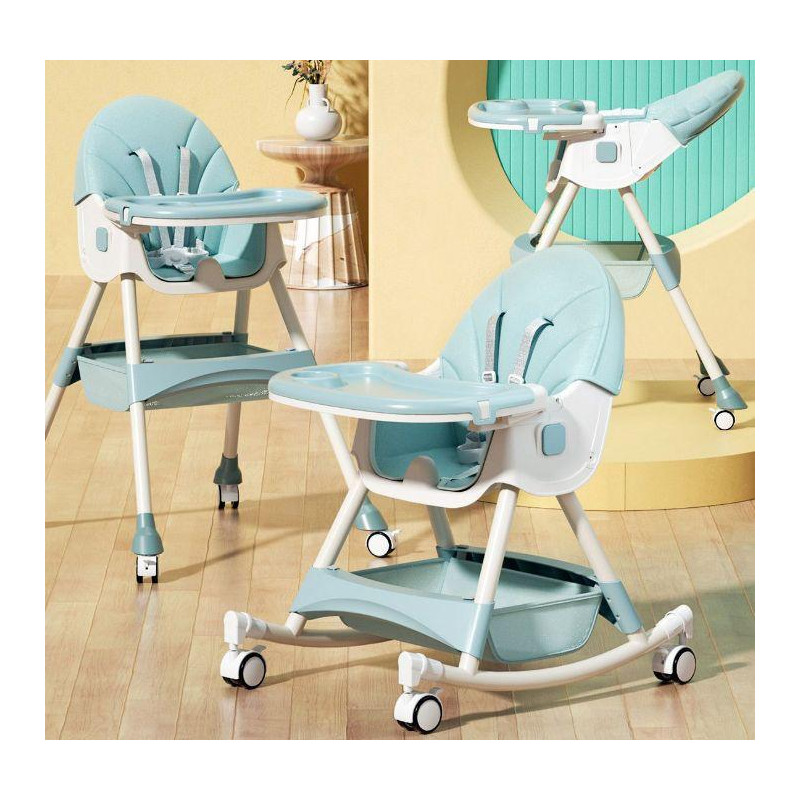 Baybee Chair for Kids( Rocking)  Footrest, Baby Toddler Feeding Booster Seat with Tray, Wheels, (baby blue)