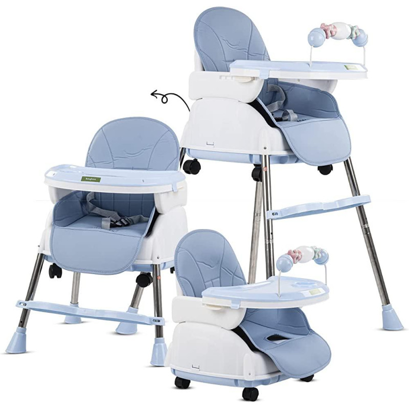 BAYBEE 4 IN 1CONVERTIBLE HIGH CHAIR FOR KIDS WITH ADJUSTABLE HEIGHT AND FOOTREST(blue)