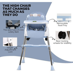 BAYBEE 4 IN 1CONVERTIBLE HIGH CHAIR FOR KIDS WITH ADJUSTABLE HEIGHT AND FOOTREST(blue)