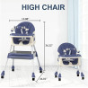 5 in 1 Baby High Chair | Newborn Feeding Chair | Adjustable Removable Double Snack Tray (Blue)