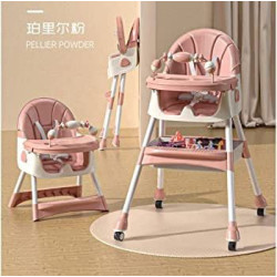 5 in 1 Baby High Chair | Newborn Feeding Chair | Adjustable Removable Double Snack Tray (Bink)