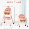 5 in 1 Baby High Chair | Newborn Feeding Chair | Adjustable Removable Double Snack Tray (Bink)