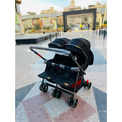 Stroller twins Umbrella high quality flip arm (black)