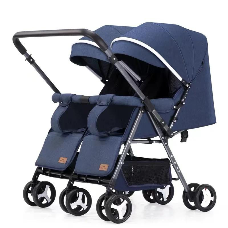 Twin baby stroller, some Umbrella, Dark blue