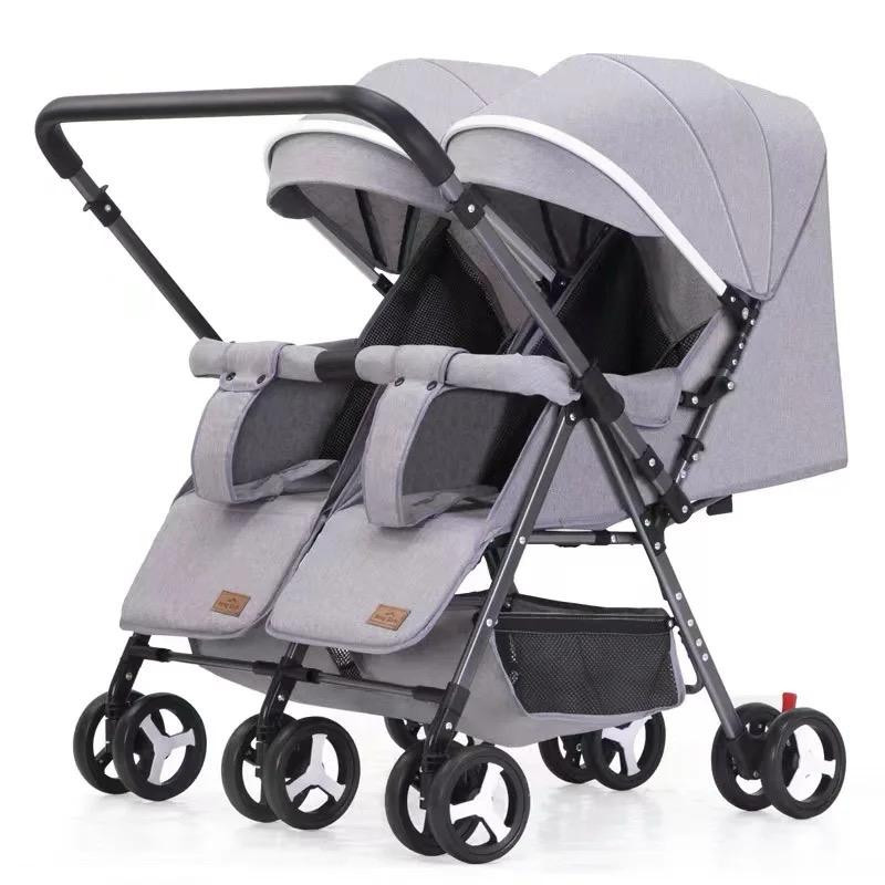 Twin baby stroller, some Umbrella, gray