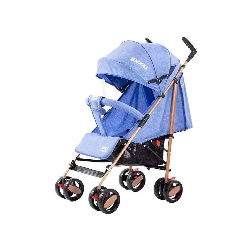 Hoqi lightweight crutch stroller with 4 seat levels, blue color.